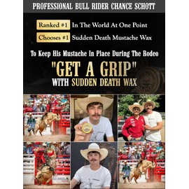 Mustache Wax Strong Hold Grooming For Men | Sudden Death Moustache & Beard Wax 1oz Tin | Perfect For Handlebar Mustaches By Death Grip | No Heat Source Required