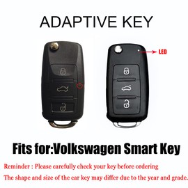 HIBEYO Key Cover Keyless Entry Remote Fob Shell for VW Beetle Passat Tiguan Touran Jetta MK1-MK6 Golf GTI Golf Flip 3 Buttons Car Key Premium Soft TPU with Keychians-Red