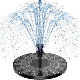 AISITIN 3.5W Solar Bird Bath Fountain Pump, Solar Fountain Pump for Bird Bath with 6 Nozzles, Solar Powered Water Fountain Pump for Garden, Ponds, Pool, Fish Tank, Aquarium and Outdoor, Black