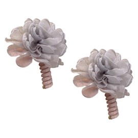 SM SunniMix 2 Pieces Flower Hair Ties Styling Tool Floral Hair Elastics Coil for Dance Party, gray