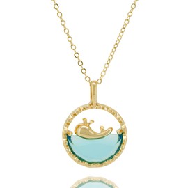 Husykam Ocean Whale Charm Gold Necklace -18K Gold -Beach Cross Pendant Animal Necklace Summer Jewelry for Women