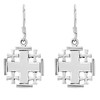 AeraVida Contemporary Jerusalem Cross Symmetric .925 Sterling Silver Dangle Earrings