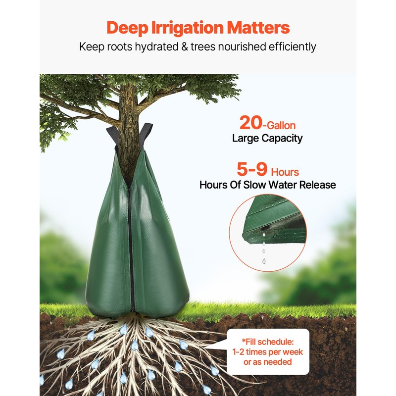 VEVOR Tree Watering Bag Slow Release 3 Pack 20 Gallons,