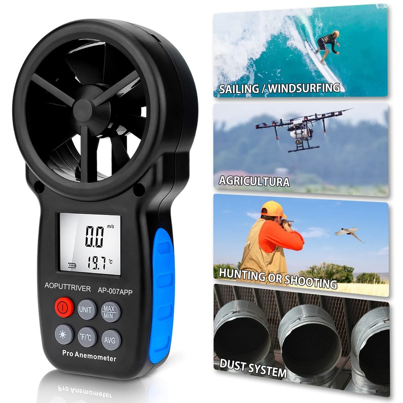 Digital Bluetooth Anemometer Handheld, AP-007-APP Wireless Anemometer Wind Speed Meter