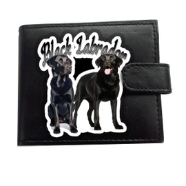 Black Labrador Dog Logo Anti RFID Theft Wallet Black Soft Leather Large Coin Pocket