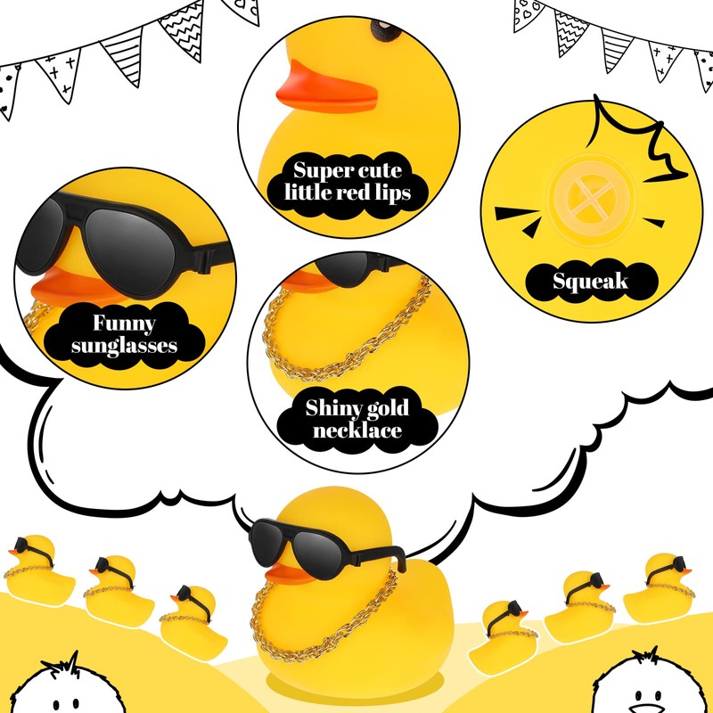 Jerify 48 Pcs Mini Rubber Ducks with Sunglasses Small Rubber