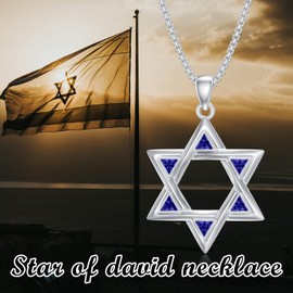 PELOVNY Star of David Necklace 925 Sterling Silver Israel Magen David Necklace Judaica Jewelry Jewish Gifts for Women Men
