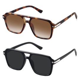 QUANMAITONG Retro Sunglasses Women, Vintage Sunglasses Men Retro Aviator Glasses Women's Rectangle Frame UV400 Sunglasses, Black and turtle