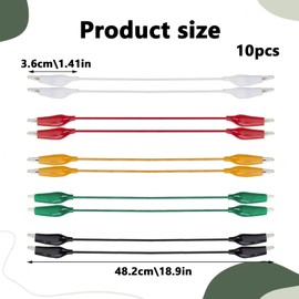 10 Pcs 50cm Alligator Clip Test Cables, Alligator Clips with Cable, Soldered Test Cable for Clip to Alligator Clips, Insulated Test Cable with Double Connector