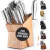 Zulay Premium Quality 18-Piece Knife Set with Natural Wood Block,