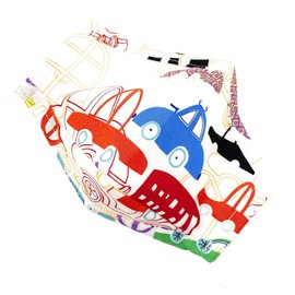 Maskara by BengC Traffic Jam ADULT Face Mask for Big Kid Teen Men Women Red Blue Cars Bus Fun Colorful Alexander Henry Fabric