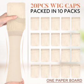 MORGLES 20 Pcs Wig Cap Beige, Stretchy Nylon Wig Caps for Women