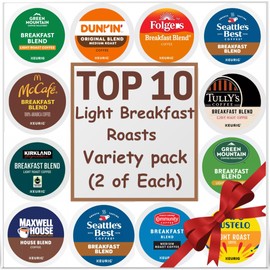Breakfast Blends Pods Coffee Variety Pack, Top 10 Picks, Light & Medium Roast, 20 Count (Great For Gifting)