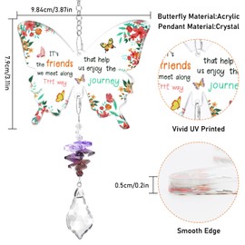 QCZONE Friend Gifts Butterfly Crystal Suncatcher - Acrylic Pendant with Gift Box Thoughtful Present For Close Friendship Gifts for Women Birthday Gift for Women Friends