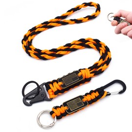 Tragdro 2 Pcs Heavy Duty Braided Paracord Lanyard Keychain with USA Flag, Parachute Rope Necklace Keychains, Braided Strong Lanyard for Outdoor Activities, Camera, Keys, Whistle, Traveling