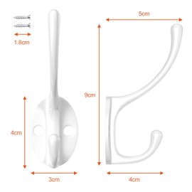 Newaner Pack of 12 Coat Hooks, Vintage Coat Hooks, Gooseneck Hooks, Metal Wall Hooks with 24 Screws, for Bedroom, Coat, Hat, Hook, Bathroom, Kitchen (White)