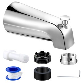 Dreyoo Tub Spout with Diverter, Tub Spout (Universal Fits 1/2" Copper Pipe, 1/2" IPS and 3/4" IPS), Bathroom Bathtub Faucet with Adapters and Hex Wrench, Chrome (Simple)