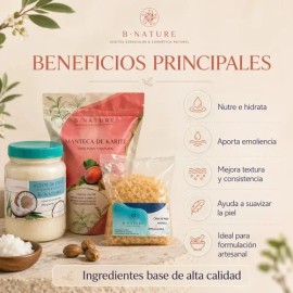 Paquete Kit Cera Abeja Manteca Karite Aceite Coco Bnature ideal para fabricacion de cremas hidratantes naturales                                      