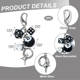 Kabwea 8 Ball Cube Charm Keychain, Cute Bag Purse Handbag Accessories, Key Chain, Bag Charms