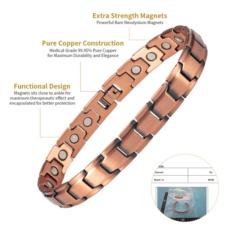 Copper Magnetic Anklets 26cm/12mm, Ankle Bracelets, Nice &Trendy, Gift for
