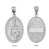 Silver Our Lady of Mt. Carmel CZ-Accented Oval Medal Pendant