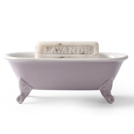Clawfoot Bathtub Decortative Ceramic Soap Dish Holder Shower Bar Soap Tray for Bathroom or Kitchen,1 Pack (Purple)
