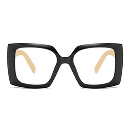 bullabulling Retro Square Blue Light Blocking Reading Glasses For Women Men Oversized Anti Anti Glare UV Eyewear… (black/white, 3.0)