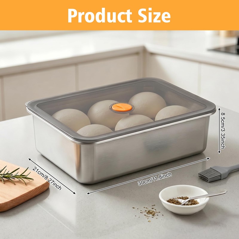 MICHIHOMIE Stainless Steel Pizza Dough Proofing Box with Lid Fits