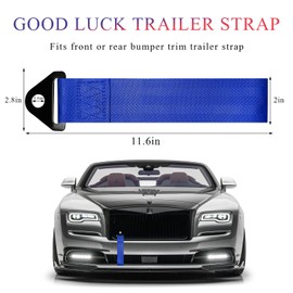 DXNQ Racing Tow Strap, Car Modification JDM Sports Bumper Decorative Traction Rope Trailer Belt, High Strength Nylon Universal Towing Strap Trailer Hook for Front or Rear Bumper (Blue)