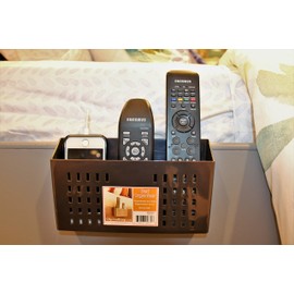 ClipandKeep Hospital Bedside Caddy, Bed Organizer,BedsideCaddy for TV Remotes,Cellphones,Books (Brown)