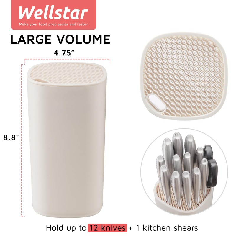 Universal Knife Block Holder for Kitchen, WELLSTAR Knife Stand without