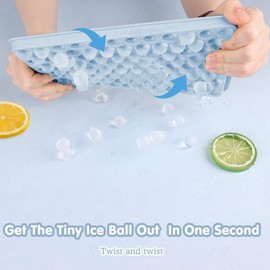 WIBIMEN Mini Ice Cube Trays, Upgraded Small Ice Cube Trays, 104x4 PCS Tiny Ice Cube Tray Crushed Ice Tray for Chilling Drinks Coffee Juice, 4Pack Ice Trays & Ice Bin & Ice Scoop (Light Blue)