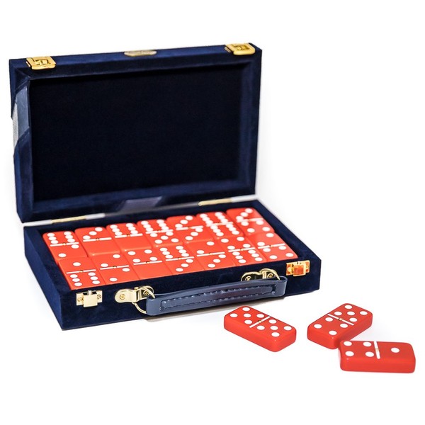 Bello Games New York, Inc. Fashion Avenue Designer Double Six Red Professional Jumbo Size Tournament Dominoes Set with Spinners