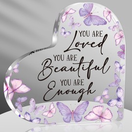Butterfly Gifts for Women, Christian Gifts for Women, You Are Loved You Are Beautiful You Are Enough Inspirational Positive Plaque - Butterfly Decorations for Coworker Friend