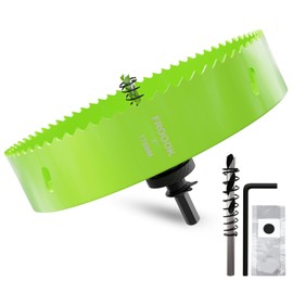 FROOOK 7"(178mm) Bi-Metal Hole Saw with Arbor - Multi-Material Cutting Kit for Thin Iron, Wood & Drywall - High-Speed Steel Teeth with Smooth Cutting Edge, Fast Chip Removal & Bonus Dust-Proof Bag