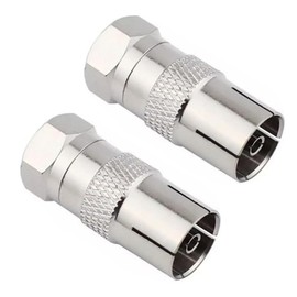 HiAoey 2 Pack TV Connector, TV T/F Type Connector Socket to RF Coax Aerial Adapter, Metric F Male TV9.5 Female RF Adapter for Antenna Cables Aerial Cables Satellite Cables Coaxial Cables