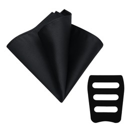 LHXzizizi Handkerchiefs for Men, Mens Handkerchiefs with Pocket Square Holder for Suit Tuxedo Wedding Party Prom Business (Black)