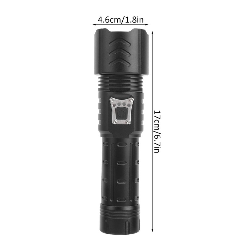 XHP90 Flashlight Zoomable Focusing USB Rechargeable TypeC Rechargeable Torch Outdoor