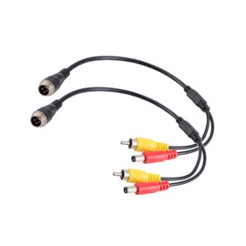 Motoforti 2pcs Car Camera Adapter M12 4-Pin Male to RCA AV DC Male Long-lasting