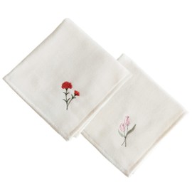 Imabari Towel Handkerchief, Flower Iroha Stitch, 9.8 x 9.8 inches (25 x 25 cm), Retirement, Celebration, Return, Home Celebration, Gift, 100% Cotton, Gauze (2B: Tulip & Carnation)