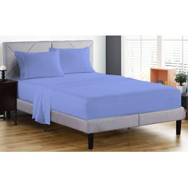 Fitted Sheet 100% Egyptian Cotton 200 Thread Count 25cm Deep Fitted Bed Sheet Hotel Quality Soft & Crisp Cotton Bedding Set (Blue, Single)