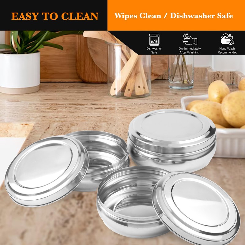 CRAFTONE Stainless Steel Storage Dabba Containers Set of 4 Pcs,