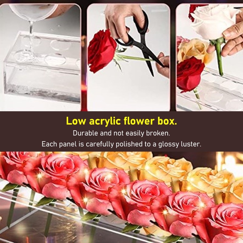 Acrylic Flower Vase Clear Rectangular Centerpiece Box Home Decoration for