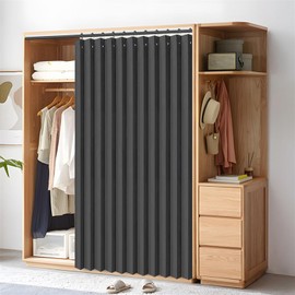 SK Studio Magnetic Door Curtain, Thermal Curtain Against Cold and Heat Folding Curtain Room Divider with Eyelets for Bedroom, Room, Living Room, Dark Grey, 140 x 241 cm