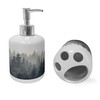 Ambesonne Dark Forest Soap Dispenser & Toothbrush Holder Set, Gloomy
