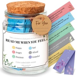 daily moments Bible Verse Jar - Read Me When Bible Verses Jar, Christian Gifts for Women Faith, Mothers Day Gifts for Mom, Religious & Christian Home Decor, 90 Day Color Coded Scripture Cards