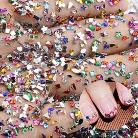 2000Pcs Mini Rhinestones: Colorful Crystals Nail Charms - Stars, Hearts, Flowers & More for Nail Art Supplies