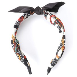 MIRMARU Fashion Headband Hair Accessories - Knotted, Bow, Polka Dot, Floral, Metallic, Glitter and Paisley Wide Hairband Headwear.(SBHB-2787-BLACK)