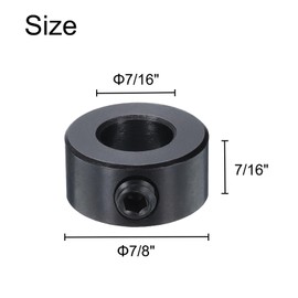 uxcell 4pcs Set Screw Collars 7/16" Bore Carbon Steel Shaft Collars, 7/8" OD, 7/16" Width Axle Collar Clamp for Linear Rod Shaft Guide, Black Oxide