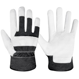 KKOYING 2 Pair Pack Leather Work Gloves, Goatskin Work Gloves, Leather Gloves for Men & Women, Durable and Flexibility Gardening Gloves, L